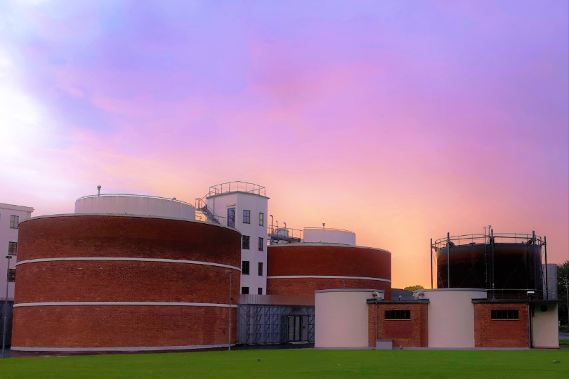 Ejby Moelle Digesters at sunrise